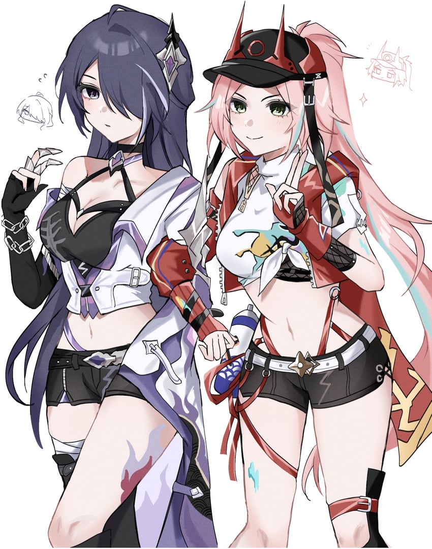 acheron and rappa (honkai and 1 more) drawn by yr0_gg