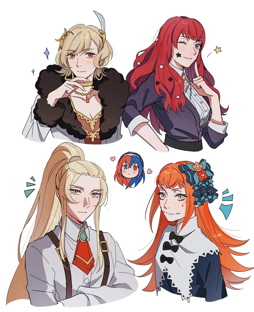 female alear, yunaka, citrinne, panette, and jade (fire emblem and 1 more) drawn by seirorath