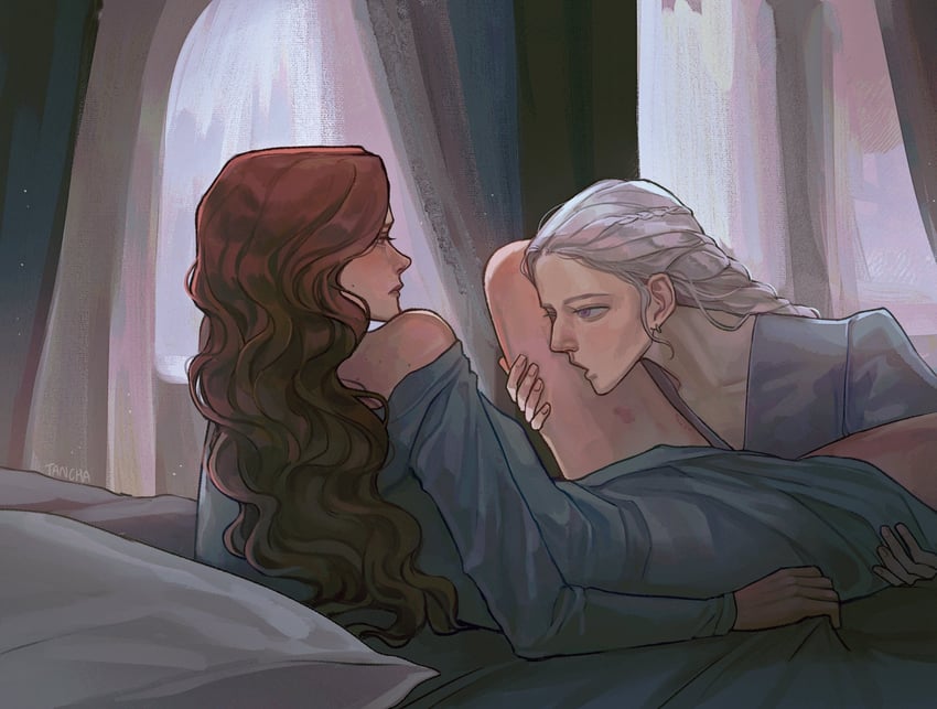 rhaenyra targaryen and alicent hightower (a song of ice and fire) drawn by tcn_tancha