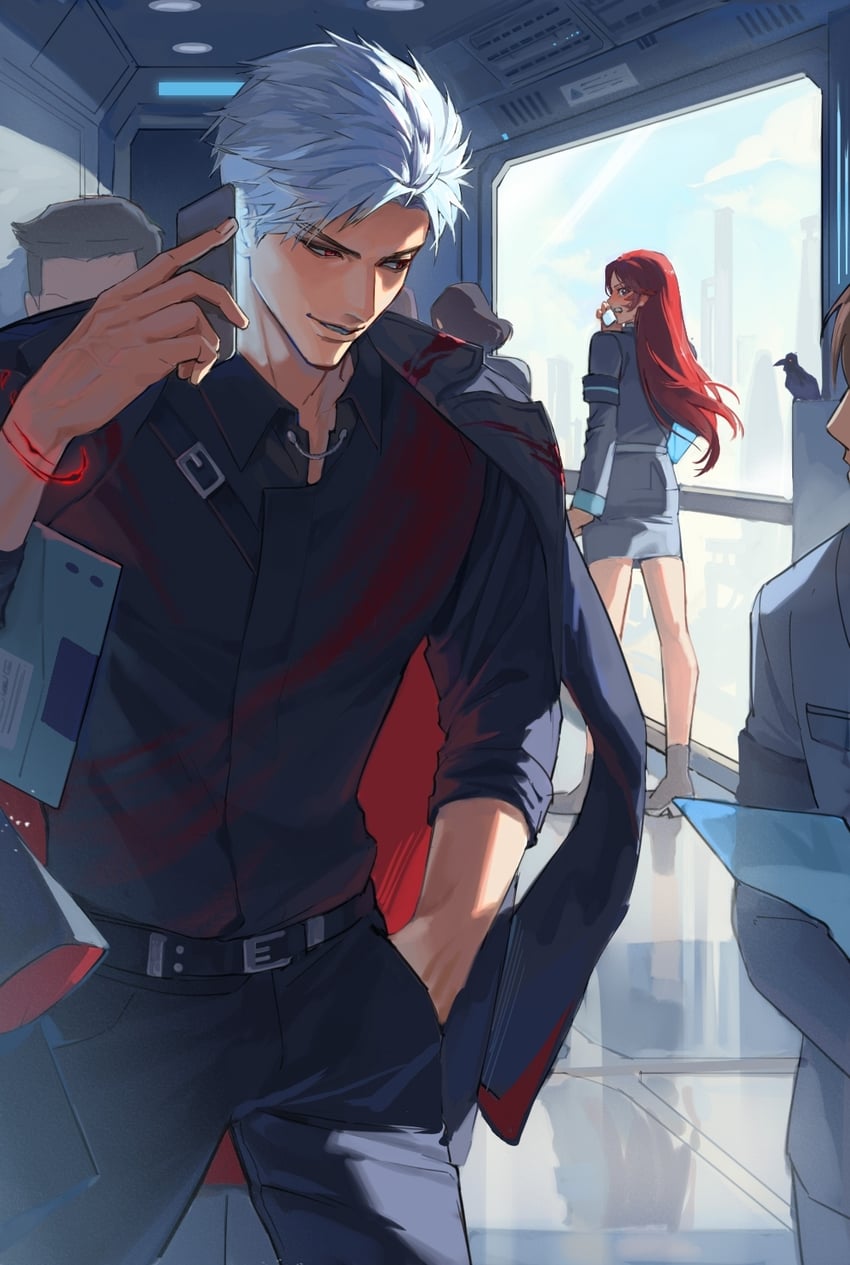 protagonist, sylus, and mephisto (love and deepspace) drawn by wai_wai_che