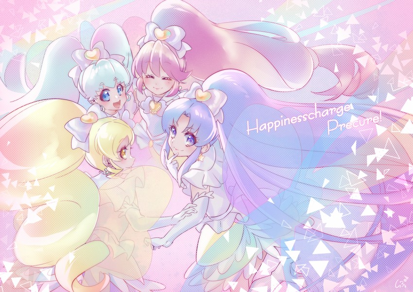 shirayuki hime, aino megumi, oomori yuuko, cure lovely, cure princess, and 3 more (precure and 1 more) drawn by shipu_(gassyumaron)