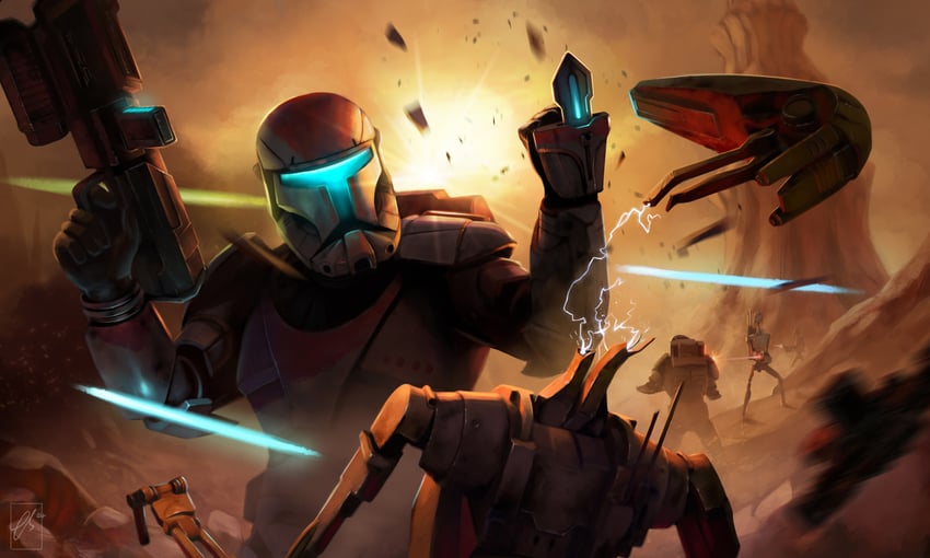b1 battle droid and boss (star wars and 1 more) drawn by tom_stockman