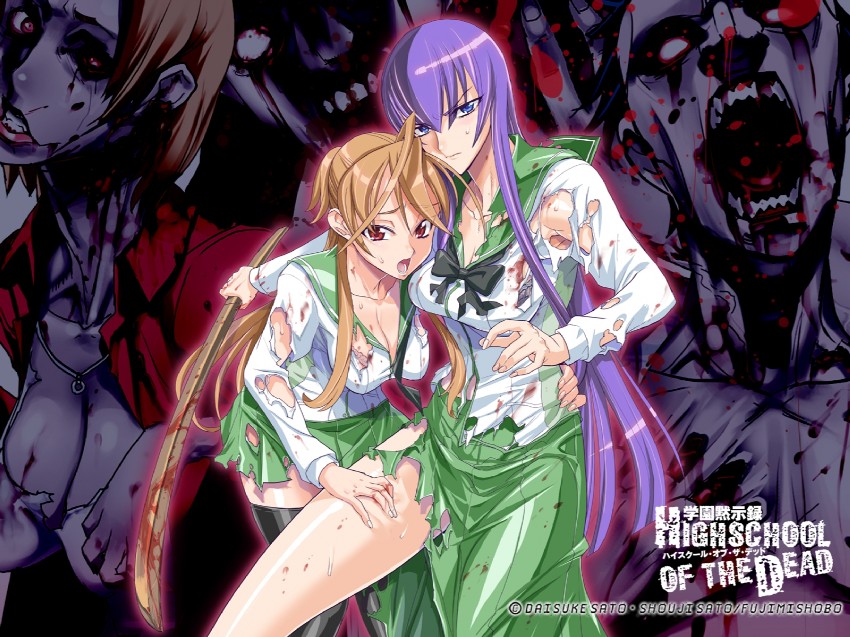 busujima saeko and miyamoto rei (highschool of the dead) drawn by satou_shouji