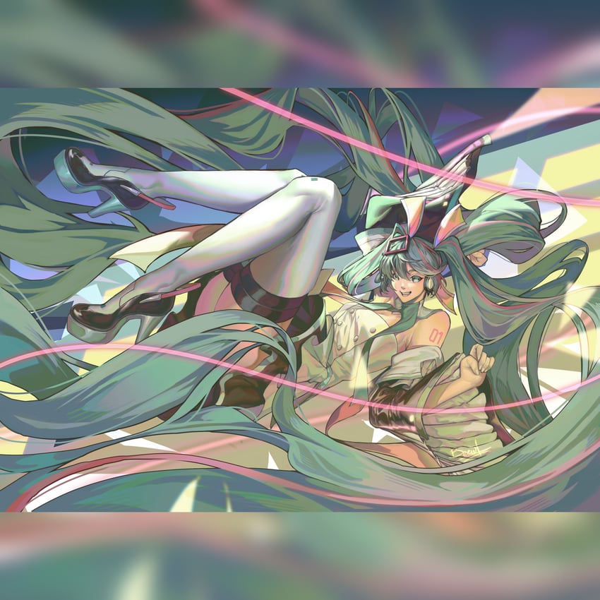 hatsune miku (vocaloid and 2 more) drawn by beewl0