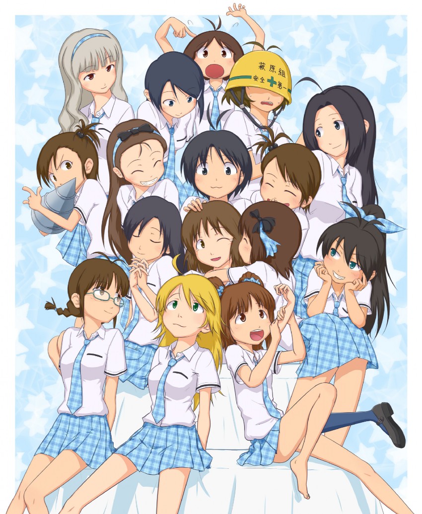 hoshii miki, kisaragi chihaya, amami haruka, kikuchi makoto, shijou takane, and 11 more (idolmaster and 2 more) drawn by puton