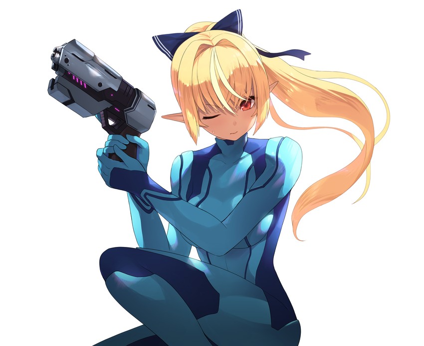 samus aran and shiranui flare (hololive and 2 more) drawn by cait_aron