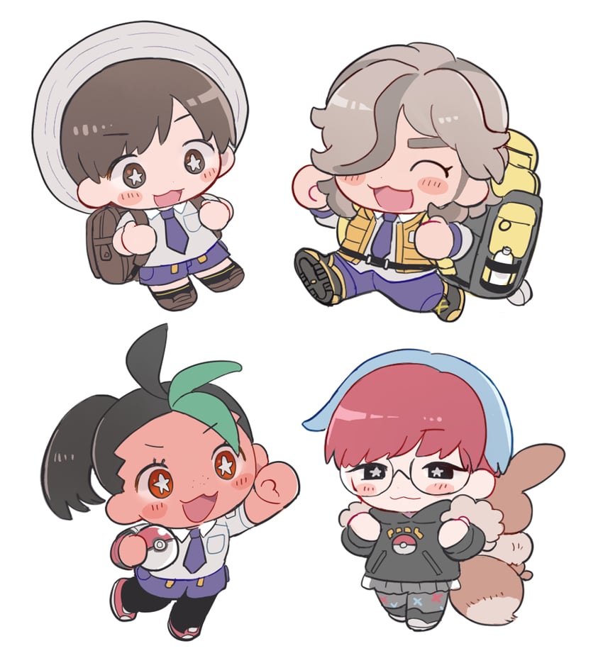 florian, nemona, penny, and arven (pokemon and 1 more) drawn by 50yen_(gojiue)