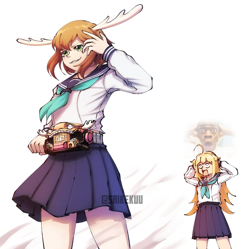 shikanoko noko, koshi torako, and jslutty (kamen rider and 2 more) drawn by saikekuu