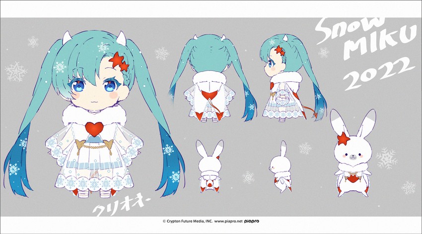hatsune miku, yuki miku, and rabbit yukine (vocaloid) drawn by hakusai_(tiahszld)