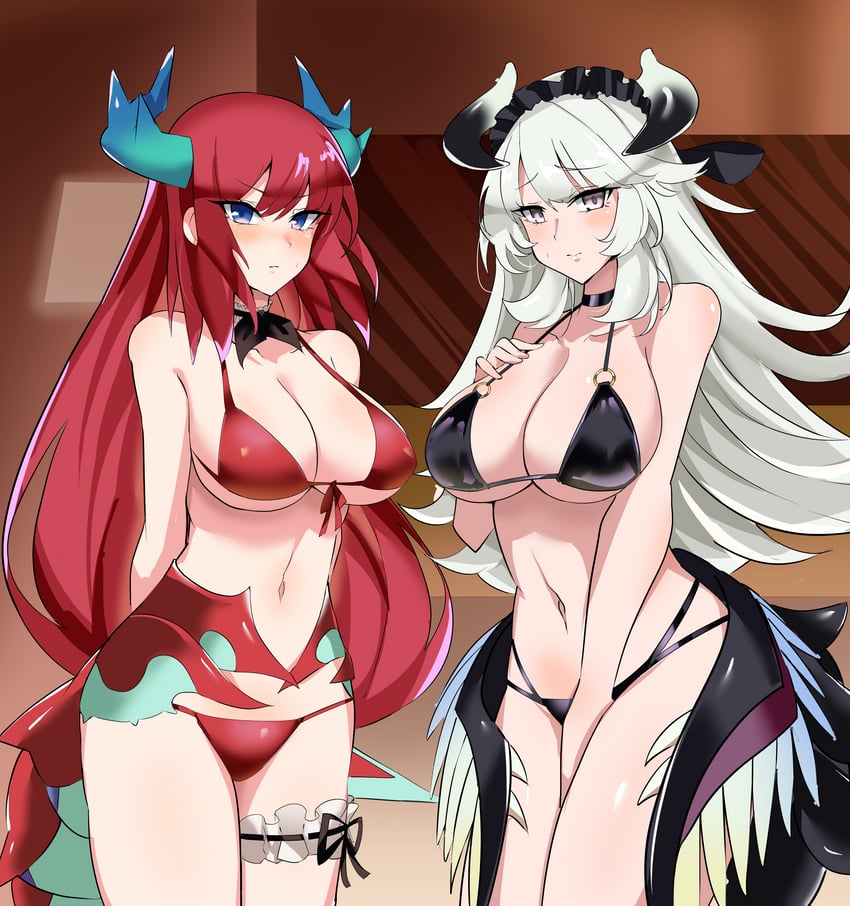 kitchen dragonmaid and chamber dragonmaid (yu-gi-oh!) drawn by synchroman