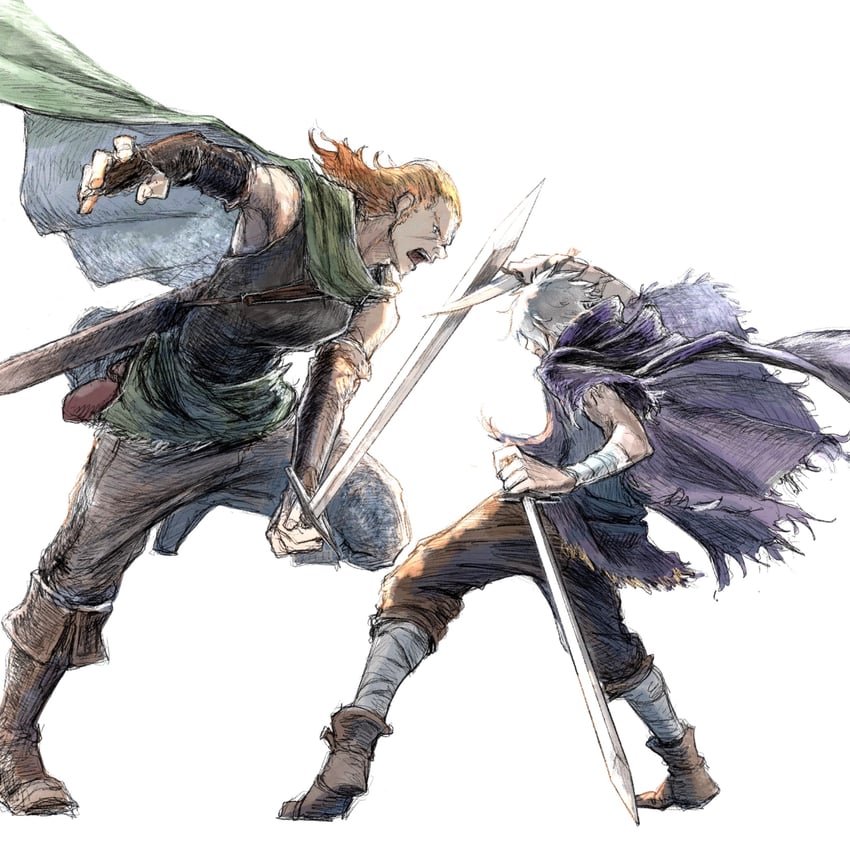 therion and darius (octopath traveler and 1 more) drawn by qqqqqli