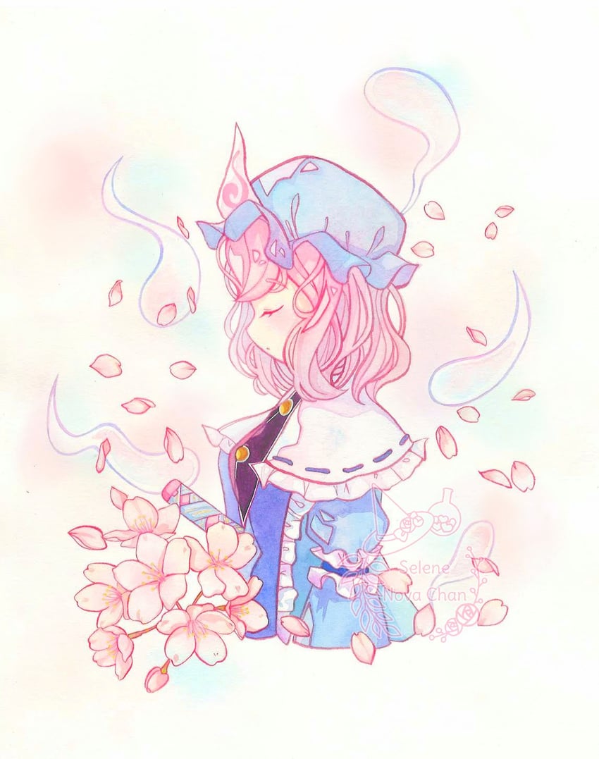 saigyouji yuyuko (touhou) drawn by selenenovachan