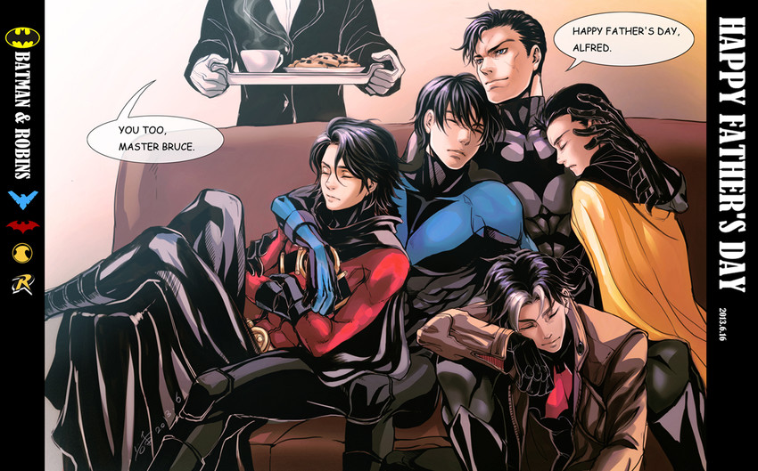 batman, robin, bruce wayne, dick grayson, jason todd, and 5 more (dc comics and 1 more) drawn by redemption13