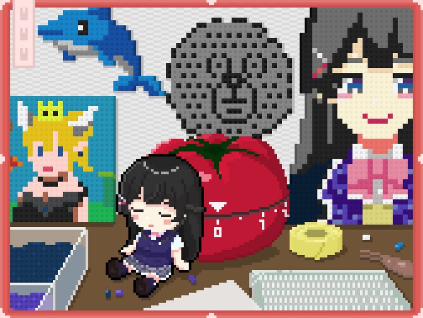 bowsette, tsukino mito, kairu the dolphin, and tanasinn (nijisanji and 4 more) drawn by alice_mikan