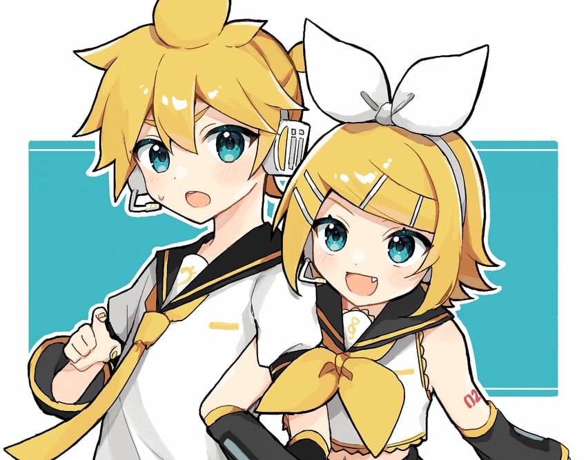 kagamine rin and kagamine len (vocaloid) drawn by akikan_sabako