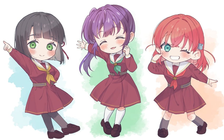 hinoshita kaho, otomune kozue, and momose ginko (love live! and 1 more) drawn by azuma_(no488888) and mikagami_suzuha
