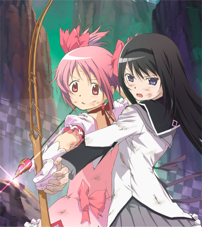akemi homura and kaname madoka (mahou shoujo madoka magica) drawn by taniguchi_jun'ichirou