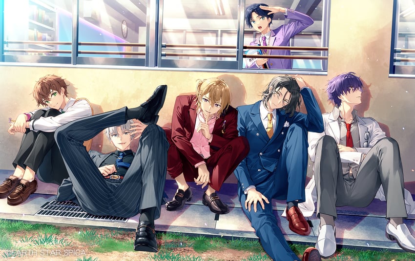 kishi ayase, kashiwaya shin, fujishiro haruto, doman akira, and chayamachi michiya (hokou danshi) drawn by fujima_takuya