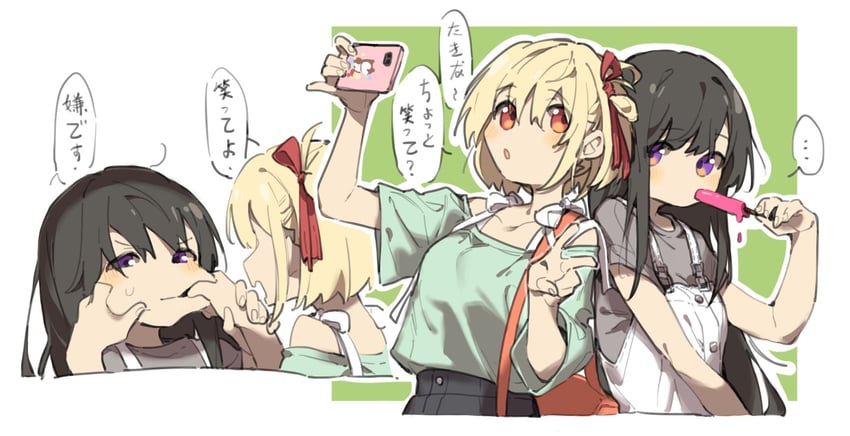 nishikigi chisato and inoue takina (lycoris recoil) drawn by shioneko114