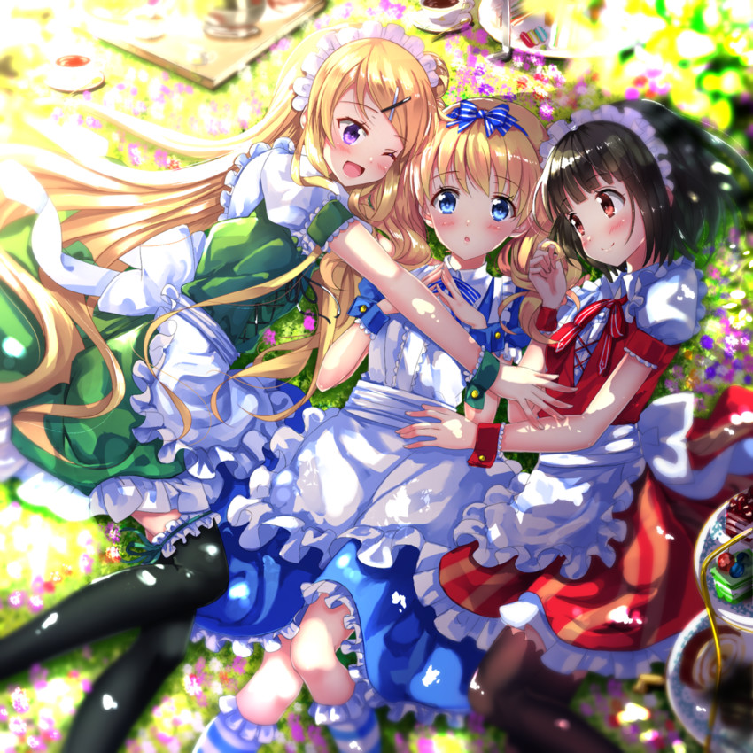 kujou karen, alice cartelet, and oomiya shinobu (kin-iro mosaic) drawn by swordsouls