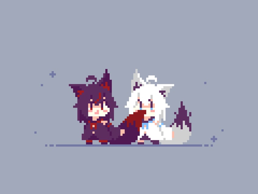 shirakami fubuki and kurokami fubuki (hololive) drawn by haku_(haku15937)