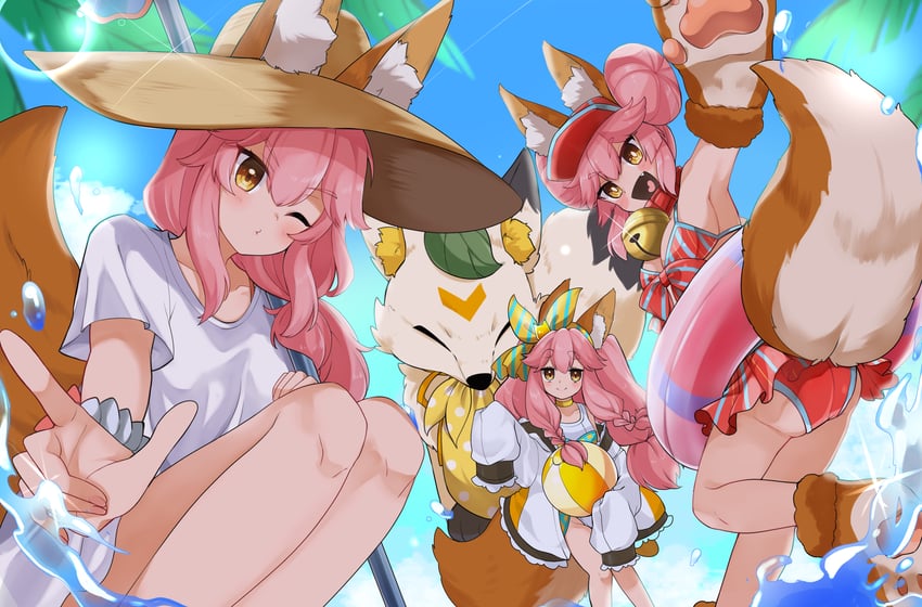 tamamo, tamamo cat, tamamo no mae, and tamamo aria (fate and 2 more) drawn by 0kami_89zo