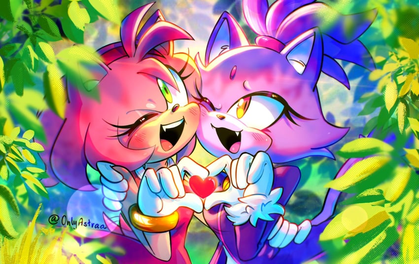 amy rose and blaze the cat (sonic) drawn by onlyastra