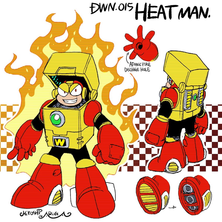 heat man (mega man and 2 more) drawn by ariga_hitoshi