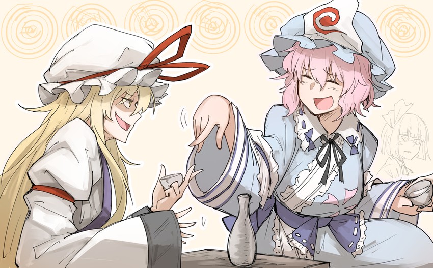 konpaku youmu, yakumo yukari, and saigyouji yuyuko (touhou) drawn by kankan33333
