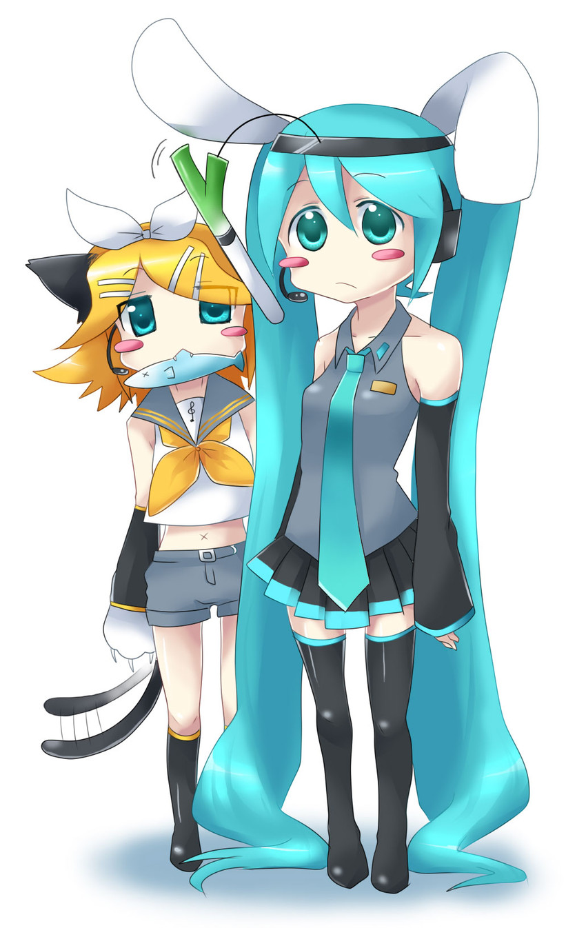 hatsune miku and kagamine rin (vocaloid) drawn by hattori_masaki