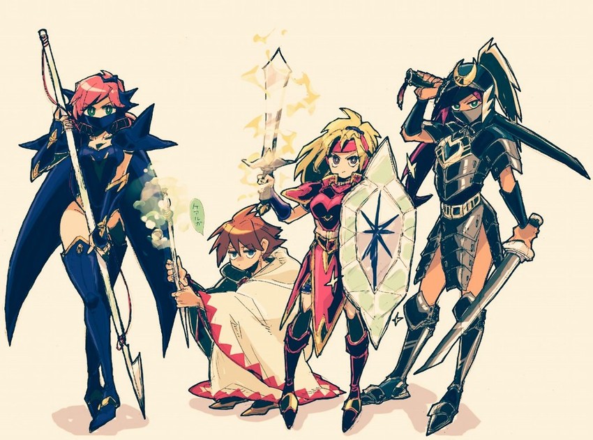 white mage, lenna charlotte tycoon, faris scherwiz, bartz klauser, krile mayer baldesion, and 3 more (final fantasy and 1 more) drawn by saitou_piyoko
