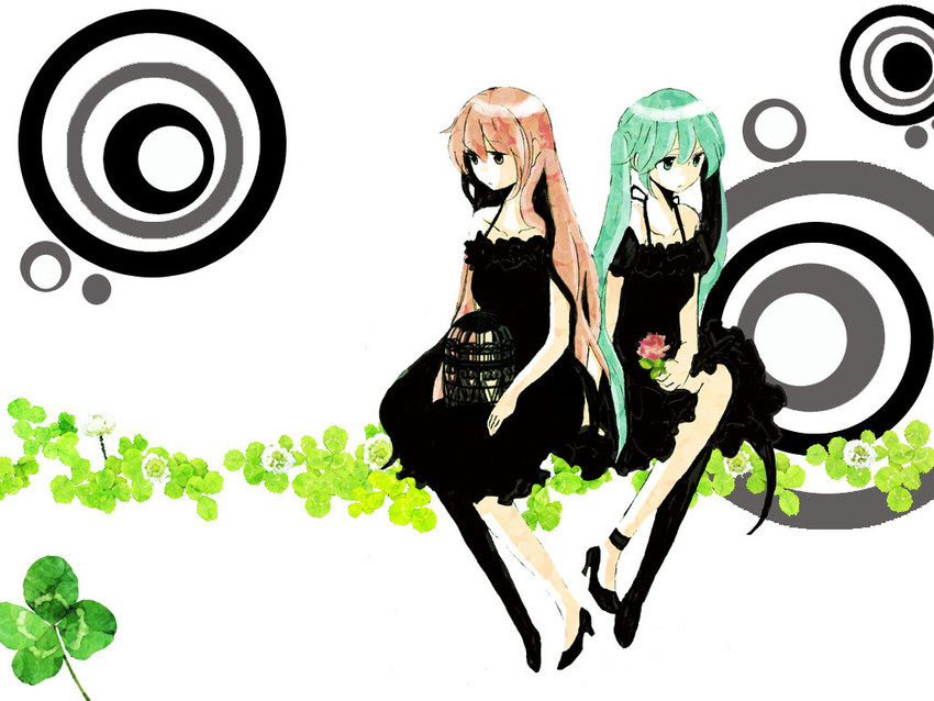 hatsune miku and megurine luka (vocaloid) drawn by chokokorone
