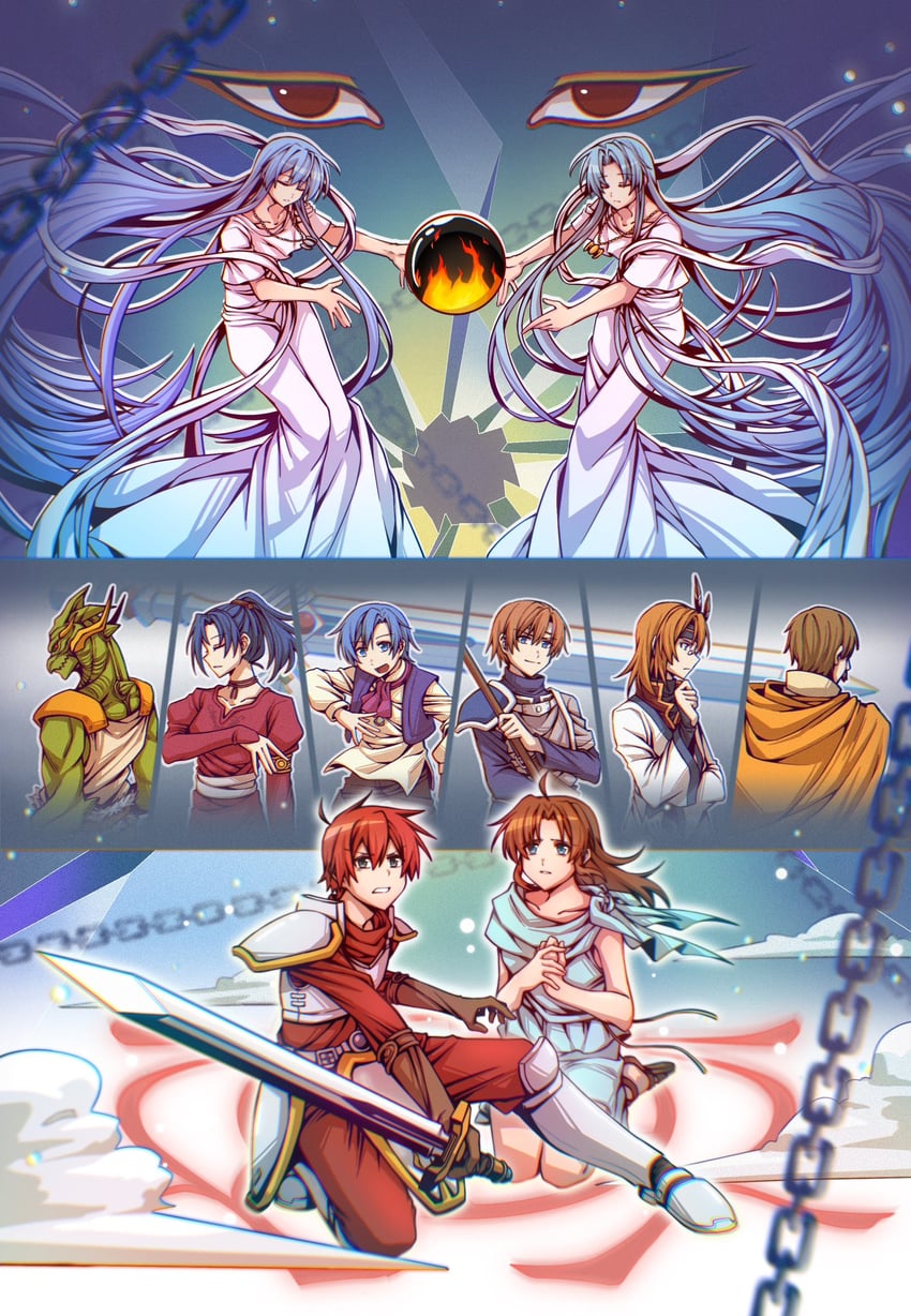 adol christin, feena, reah, lilia, dark fact, and 5 more (ys and 1 more) drawn by arkibk