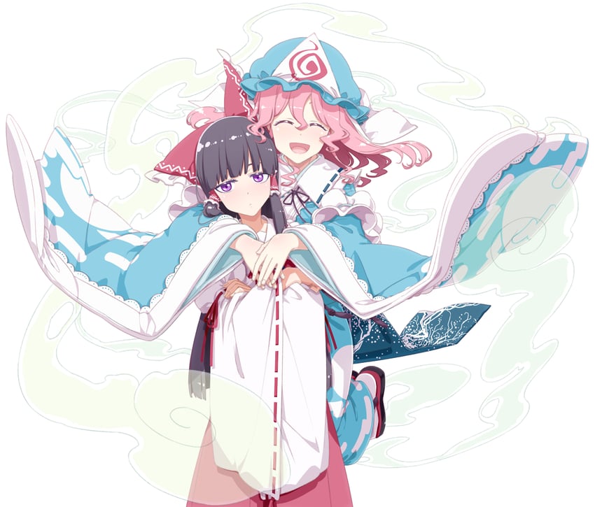 hakurei reimu and saigyouji yuyuko (touhou) drawn by sakuraba_yuuki