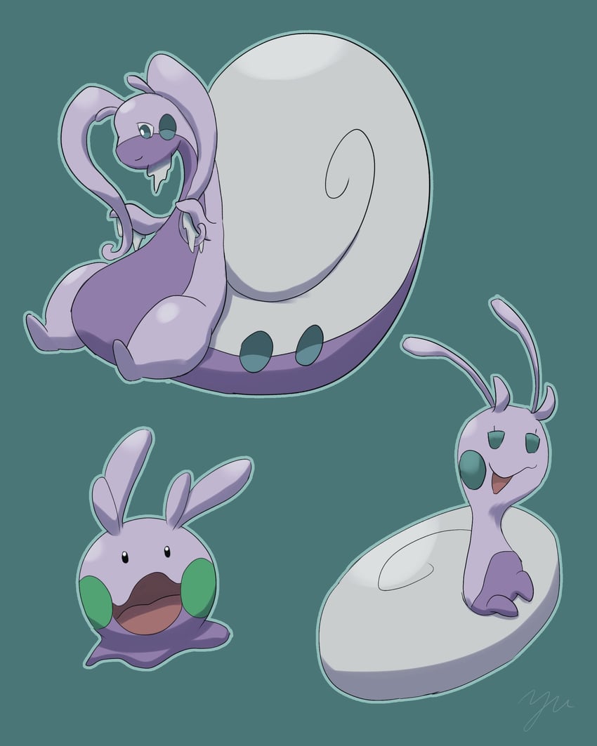 goomy, hisuian goodra, and hisuian sliggoo (pokemon) drawn by yu_(pocketsun636)
