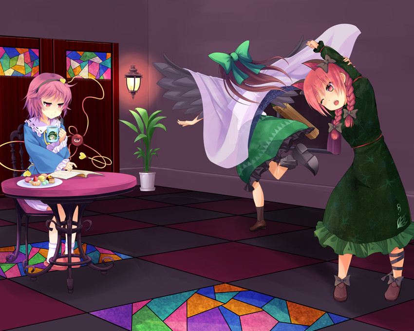 komeiji satori, kaenbyou rin, and reiuji utsuho (touhou) drawn by nekomiyanono