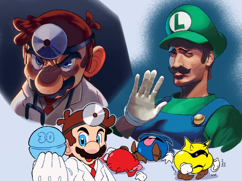 mario, luigi, dr. mario, and virus (mario and 1 more) drawn by ritchell-innocent