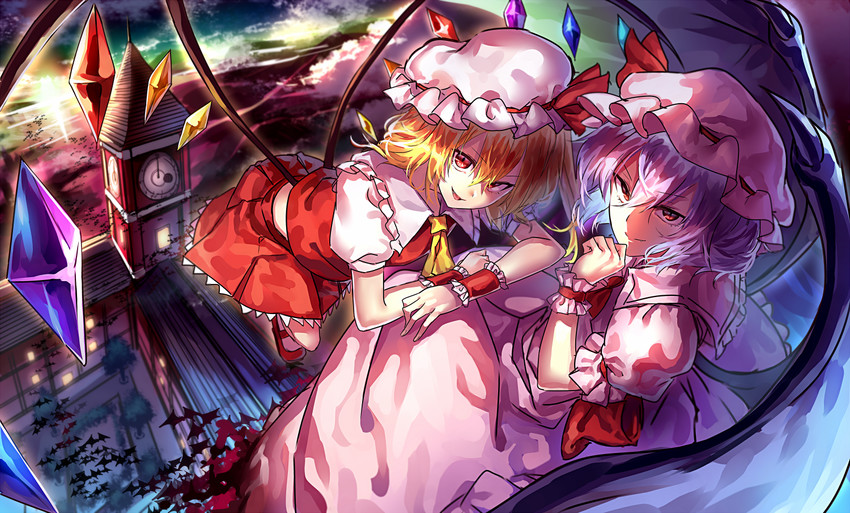 remilia scarlet and flandre scarlet (touhou) drawn by u_u_zan