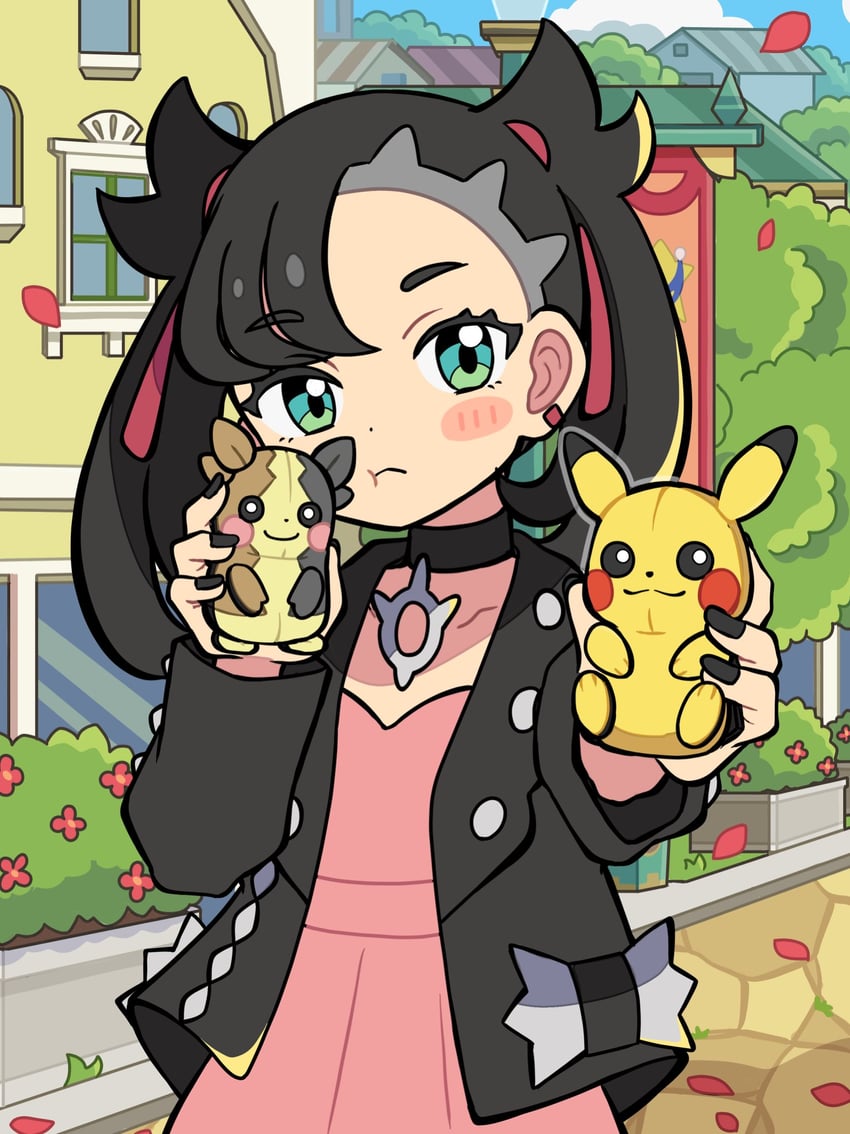 pikachu, marnie, and morpeko (pokemon and 2 more) drawn by kokashiho