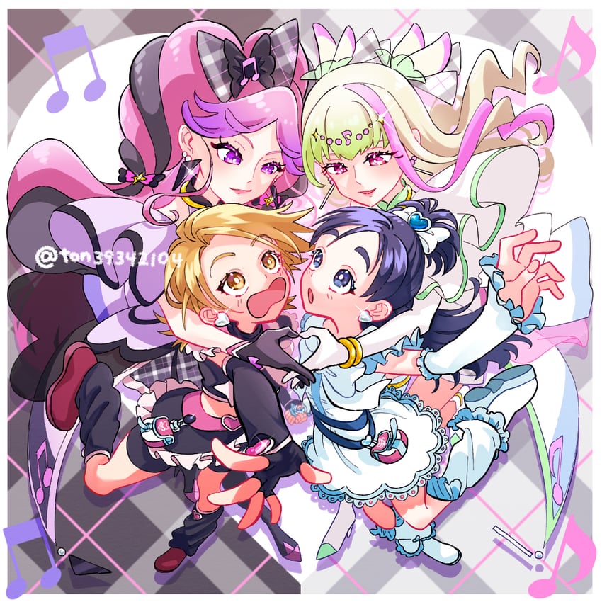 misumi nagisa, yukishiro honoka, cure black, cure white, cure zukyuun, and 1 more (precure and 2 more) drawn by ton_(ton39342104)