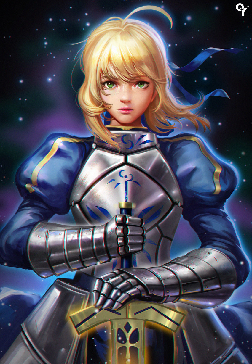 artoria pendragon and saber (fate and 1 more) drawn by liang_xing