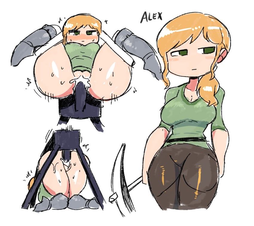 enderman and alex (minecraft) drawn by rariatto_(ganguri)