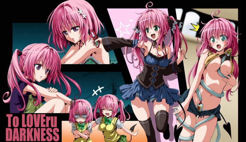 momo velia deviluke, lala satalin deviluke, and nana asta deviluke (to love-ru and 1 more) drawn by toshi_(anime_coloring) and yabuki_kentarou
