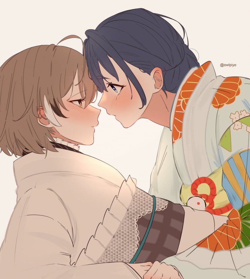 ouro kronii and nanashi mumei (hololive and 1 more) drawn by owlpiyo