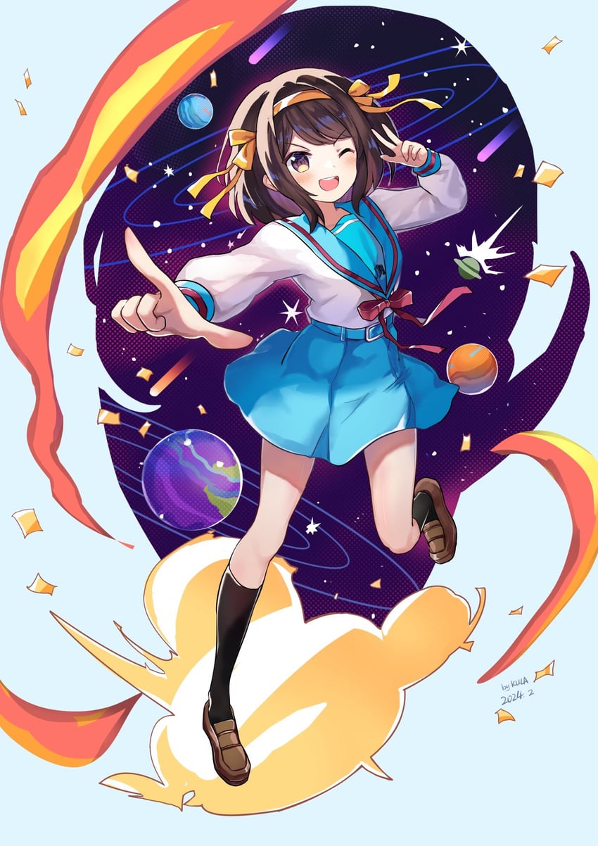 suzumiya haruhi (suzumiya haruhi no yuuutsu) drawn by kkkula_(kula)