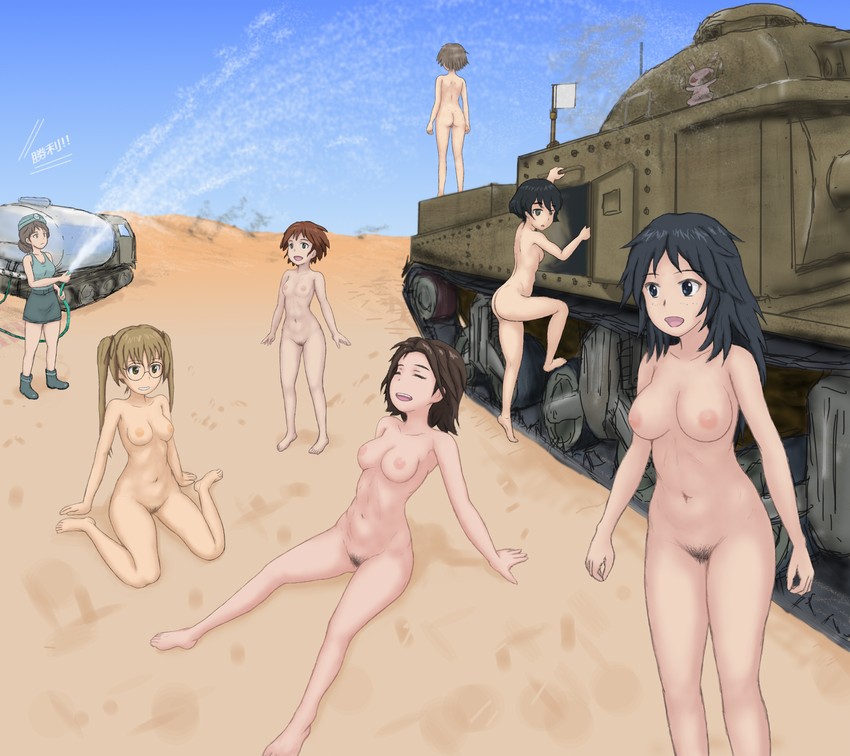 sawa azusa, utsugi yuuki, yamagou ayumi, sakaguchi karina, oono aya, and 1 more (girls und panzer) drawn by west1s
