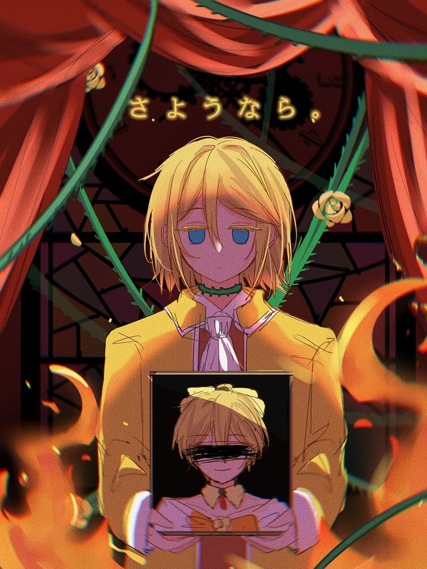 kagamine rin, kagamine len, riliane lucifen d'autriche, and allen avadonia (vocaloid and 2 more) drawn by blueberry_hedy