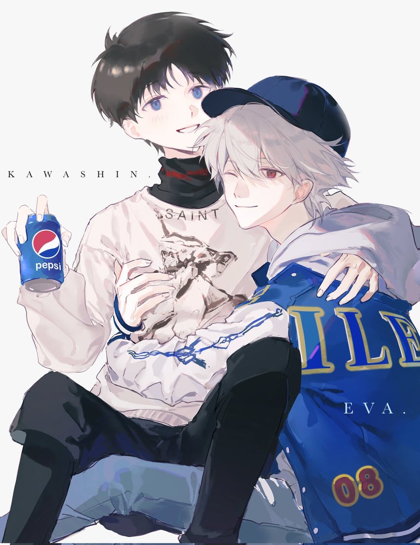 ikari shinji and nagisa kaworu (neon genesis evangelion) drawn by fengguai