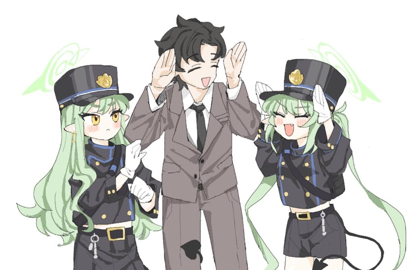 sensei, hikari, and nozomi (blue archive and 1 more) drawn by porcini_8399