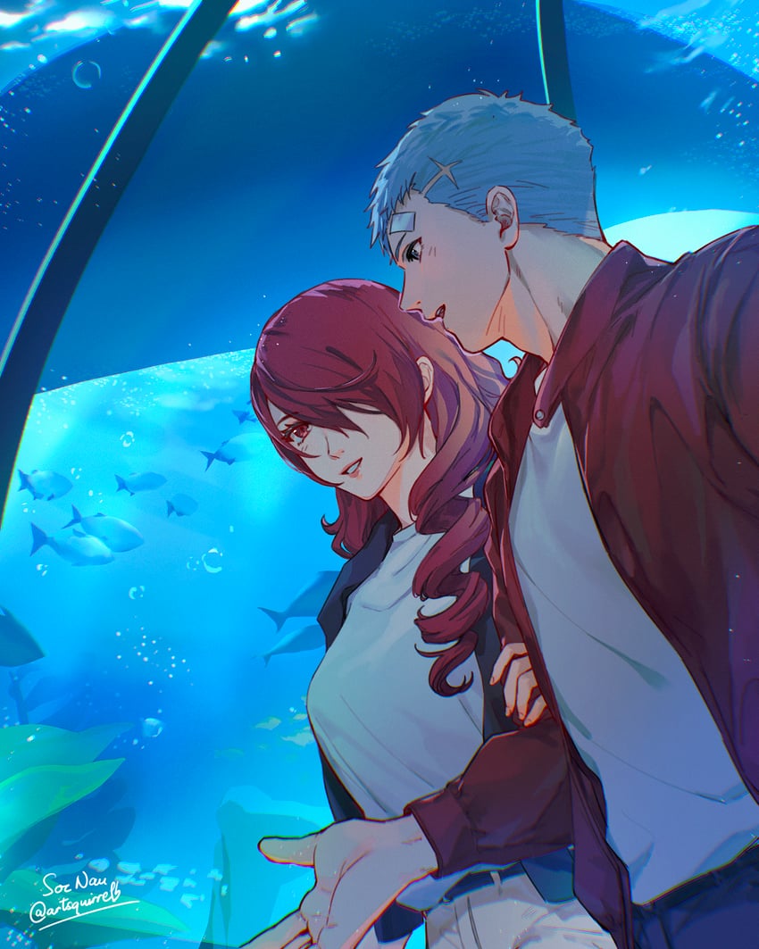 kirijou mitsuru and sanada akihiko (persona and 1 more) drawn by soc_nau
